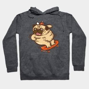 Fat pug playing surf skate Hoodie